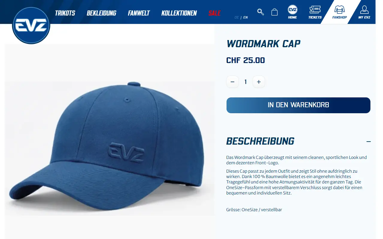 EV Zug: product page