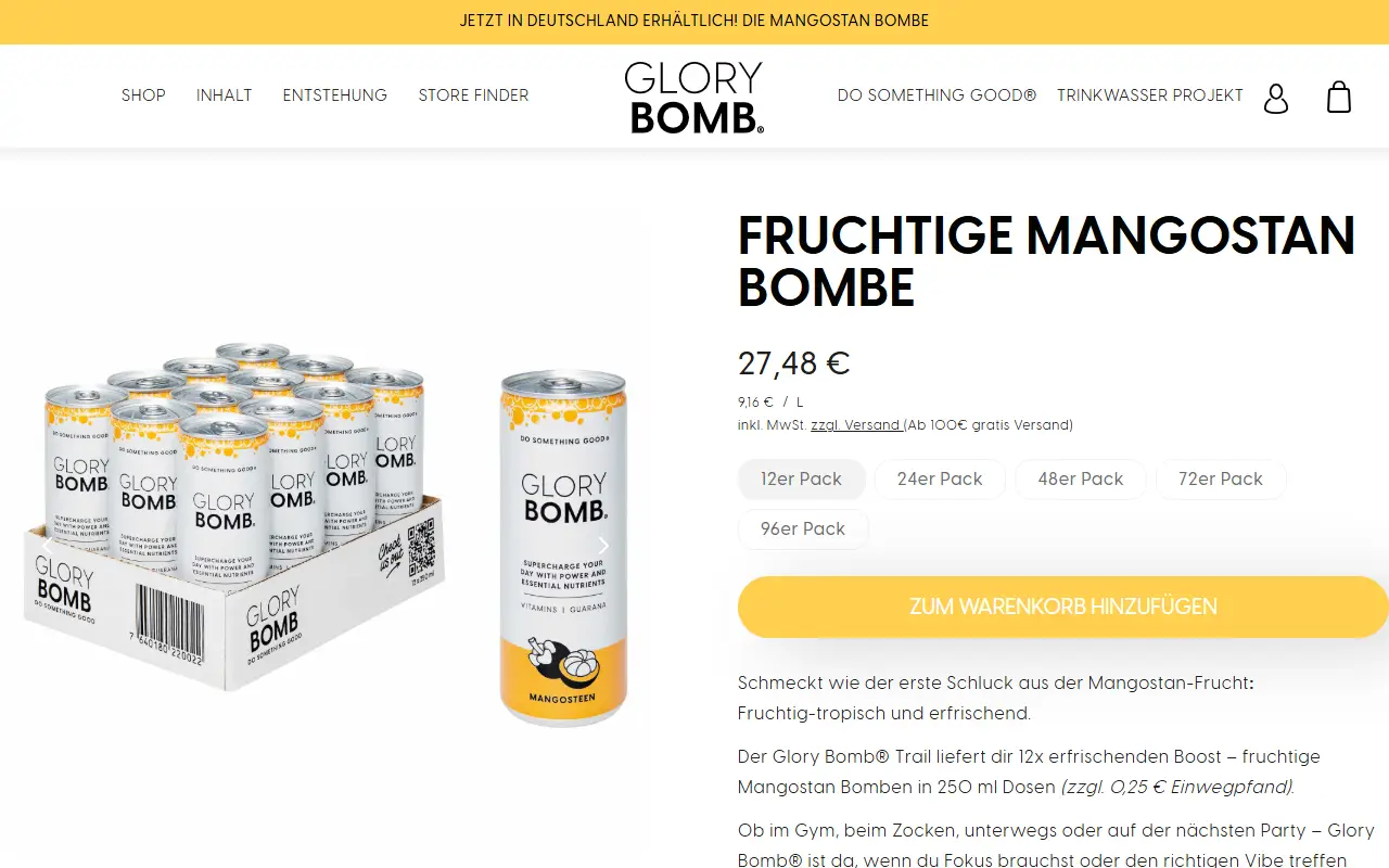 Glory Bomb: product page